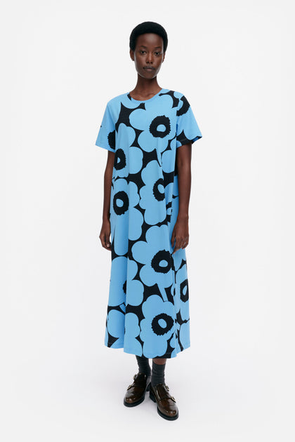 Marimekko Pisteinen Unikko Jersey Dress Blue/Black – KIITOSlife