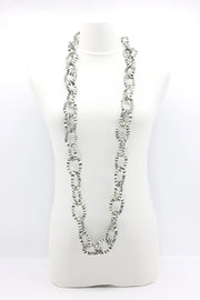 Jianhui London Stripe Textile Chain Necklace Cream/Black
