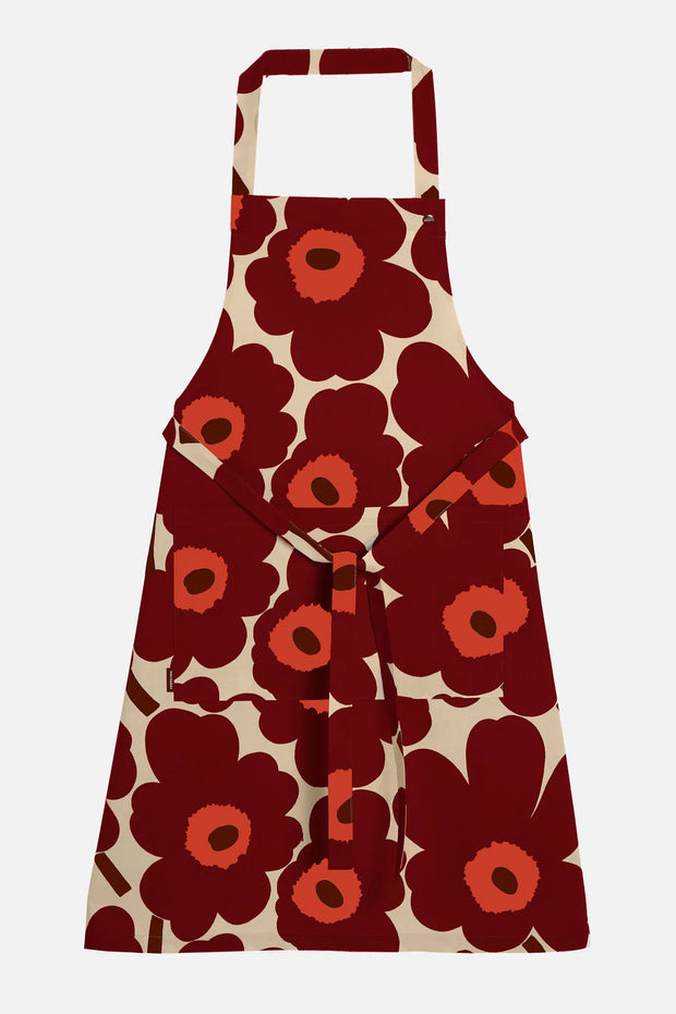 Marimekko Pieni Unikko Apron Wine Red