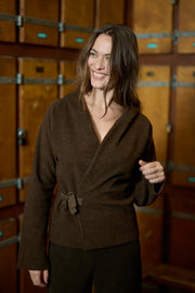Henriette Steffensen Fleece Wrap Cardigan Chokolate | 1009