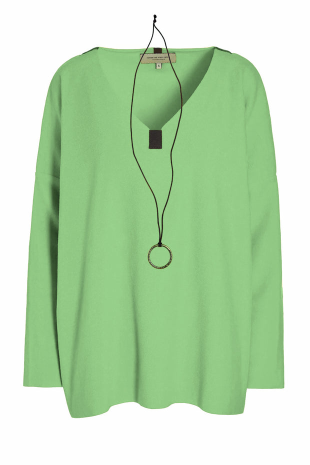 Henriette Steffensen Fleece V-Neck Sweater Juicy Green