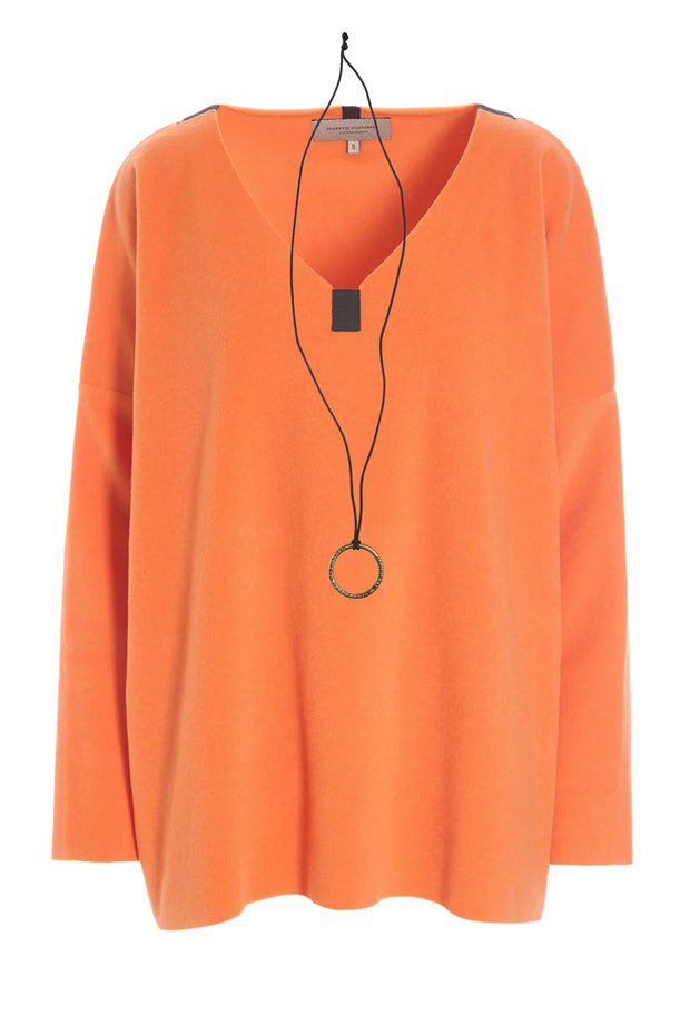 Henriette Steffensen Fleece V-Neck Sweater Orange