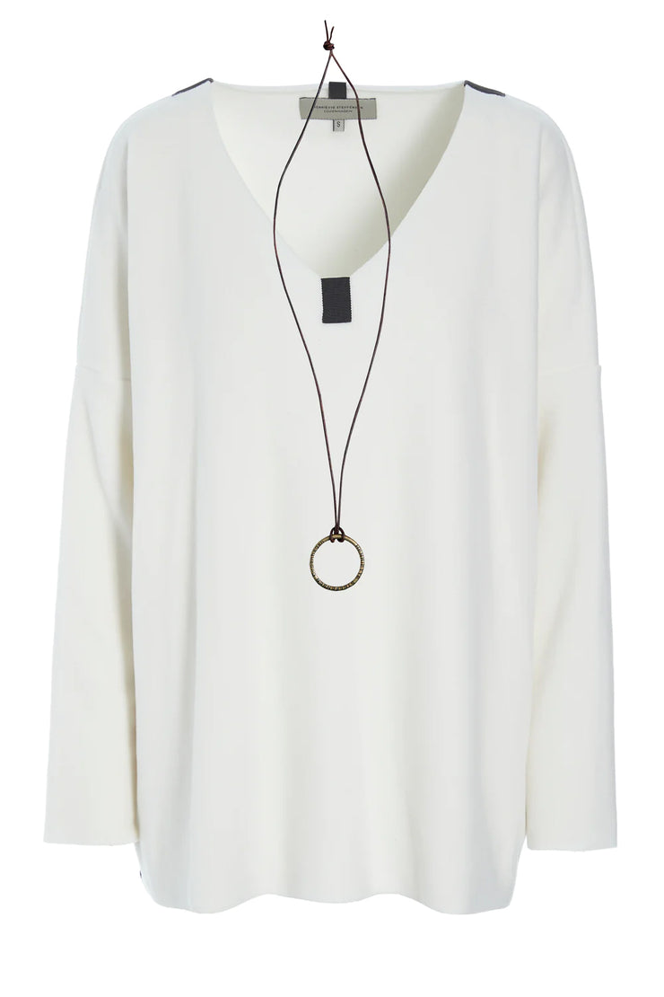 Henriette Steffensen Fleece V-Neck Sweater Off-White