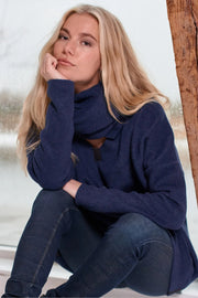Henriette Steffensen Fleece V-Neck Sweater Denim