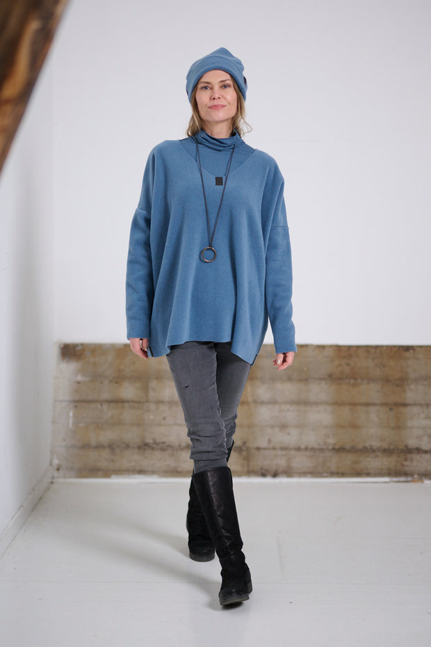 Henriette Steffensen Fleece V-Neck Sweater Dusty Blue