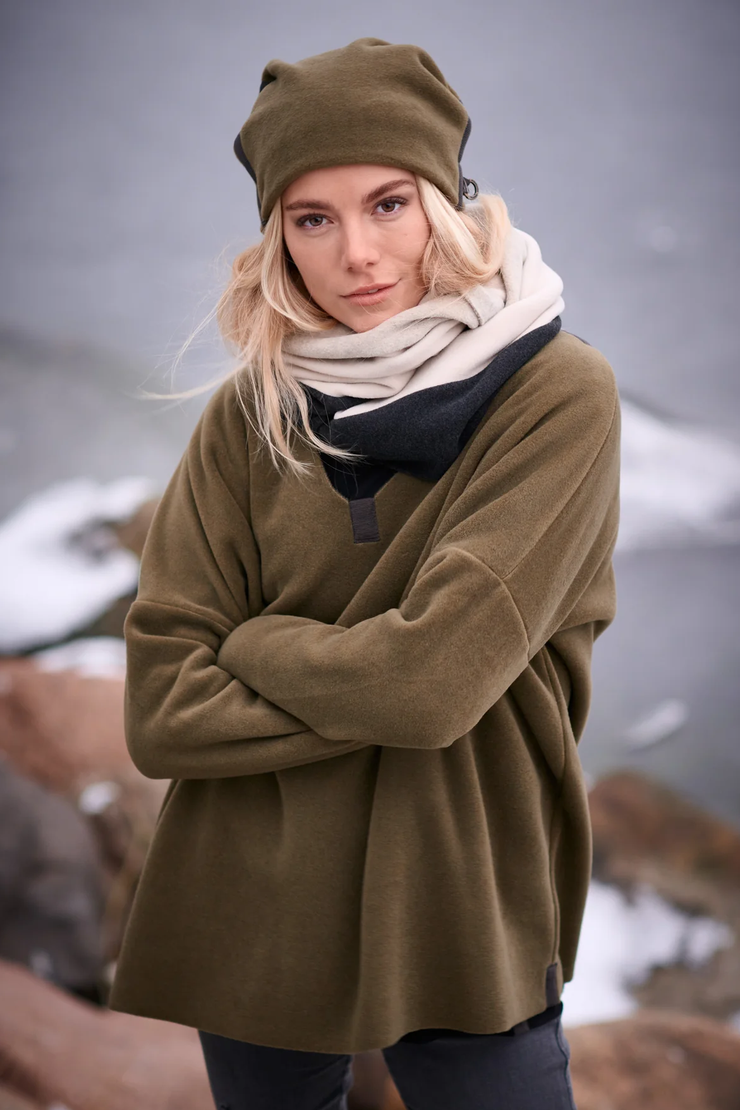 Henriette Steffensen Sand Fleece V-Neck Sweater Moss