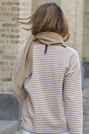 Henriette Steffensen Fleece Round Neck Blouse Camel/Off-White Stripe