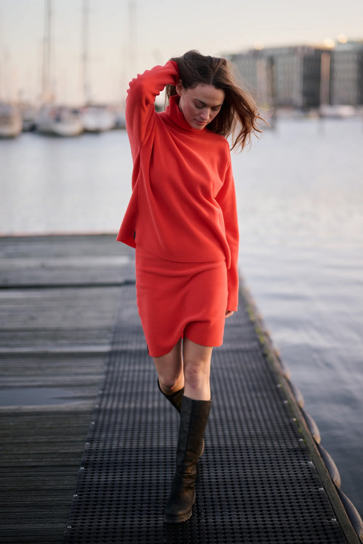 Henriette Steffensen High Neck Fleece Blouse Tomato | 1360