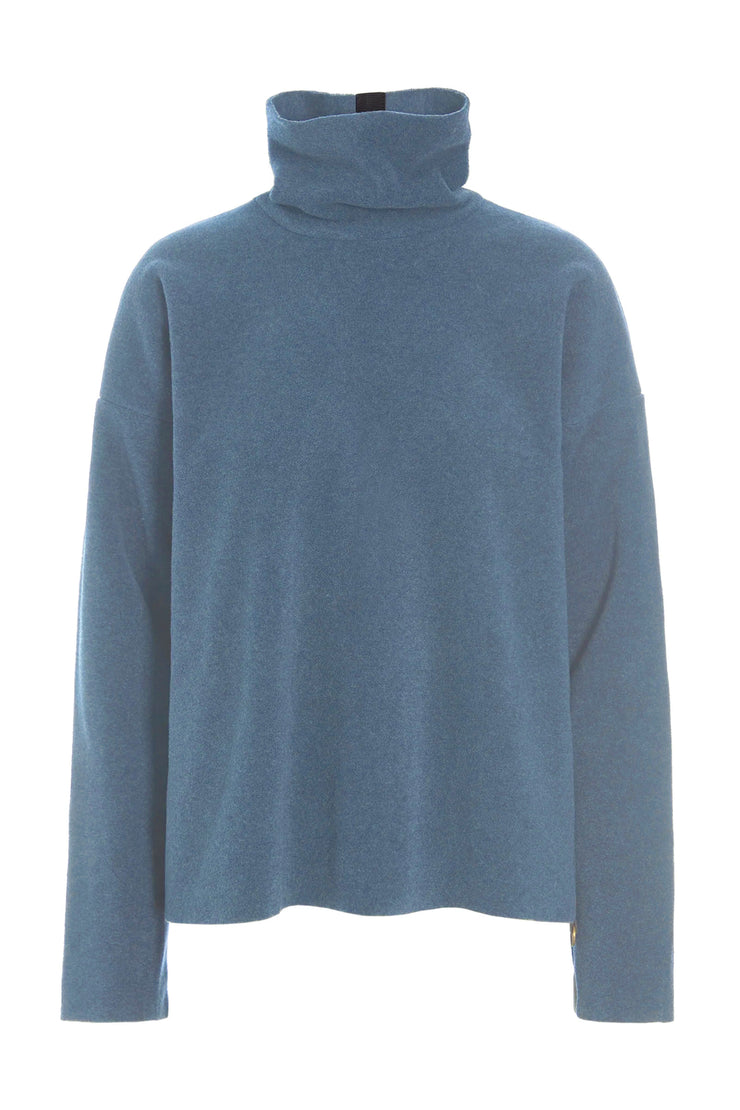 Henriette Steffensen High Neck Fleece Blouse Dusty Blue