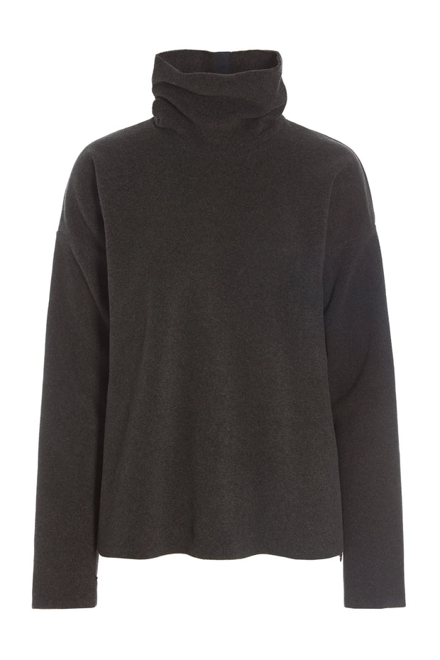 Henriette Steffensen High Neck Short Fleece Blouse Chokolate | 1360
