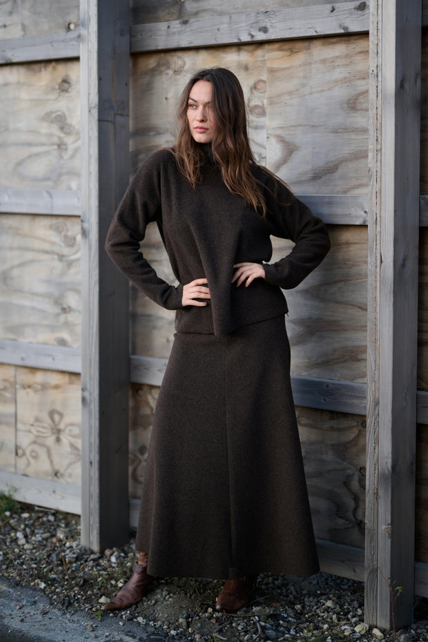 Henriette Steffensen High Neck Short Fleece Blouse Chokolate | 1360