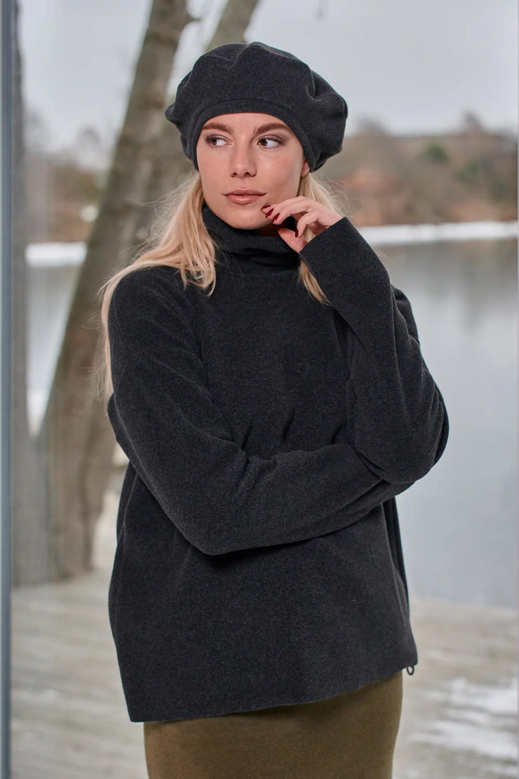 Henriette Steffensen High Neck Fleece Blouse Soft Black