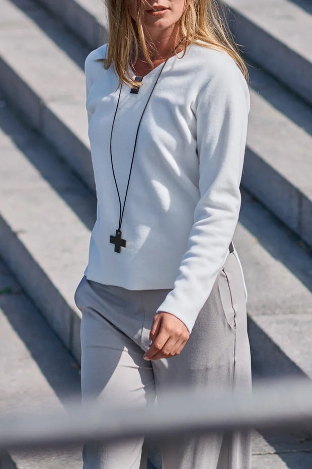 Henriette Steffensen Fleece Blouse w/X Necklace Off-White