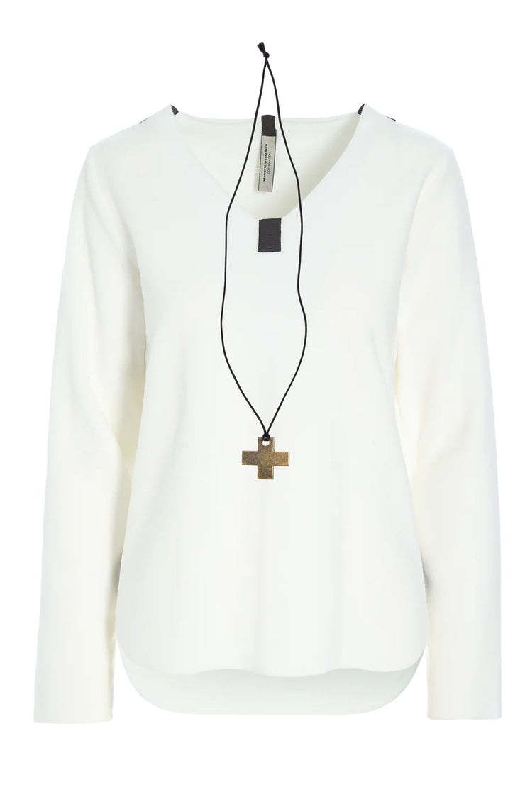 Henriette Steffensen Fleece Blouse w/X Necklace Off-White
