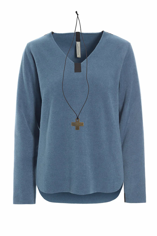 Henriette Steffensen Fleece Blouse w/X Necklace Dusty Blue