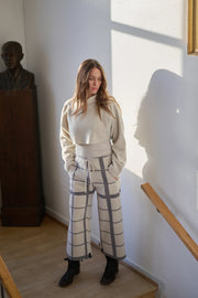 Henriette Steffensen Fleece Flare Cropped Trousers Clan Check Kit| 2115P