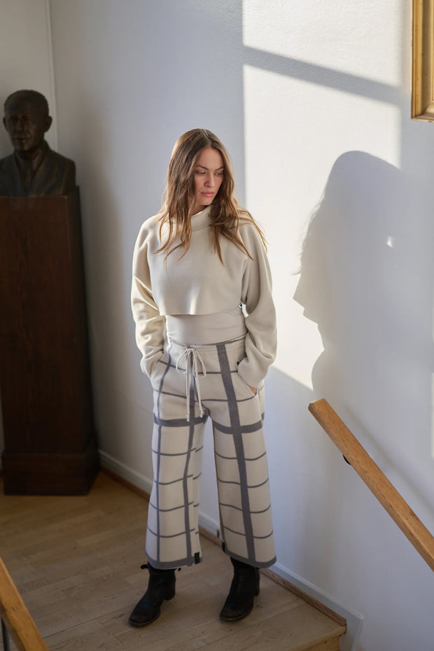 Henriette Steffensen Fleece Flare Cropped Trousers Clan Check Kit| 2115P