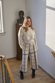Henriette Steffensen Fleece Flare Cropped Trousers Clan Check Kit| 2115P