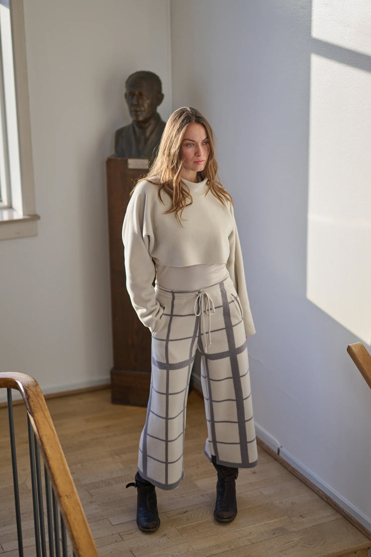 Henriette Steffensen Fleece Flare Cropped Trousers Clan Check Kit| 2115P