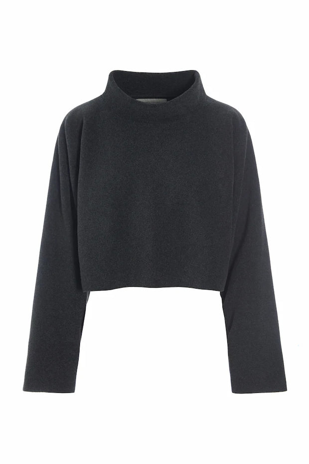 Henriette Steffensen Cropped Fleece Pullover Soft Black | 1372