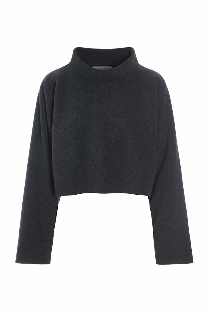 Henriette Steffensen Cropped Fleece Pullover Soft Black | 1372