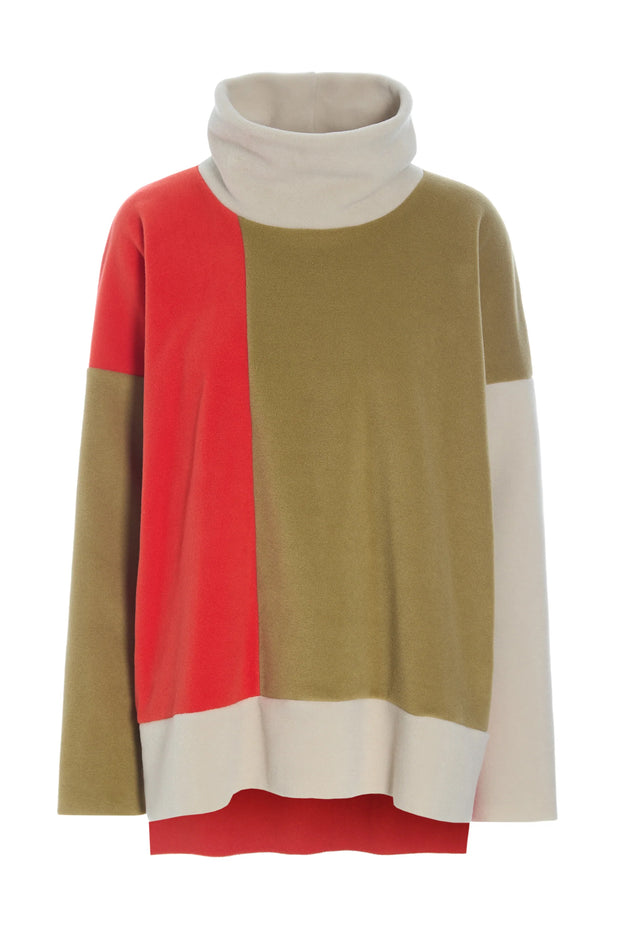 Henriette Steffensen Patch Sweater Olive/Tomato/Kit | 1380