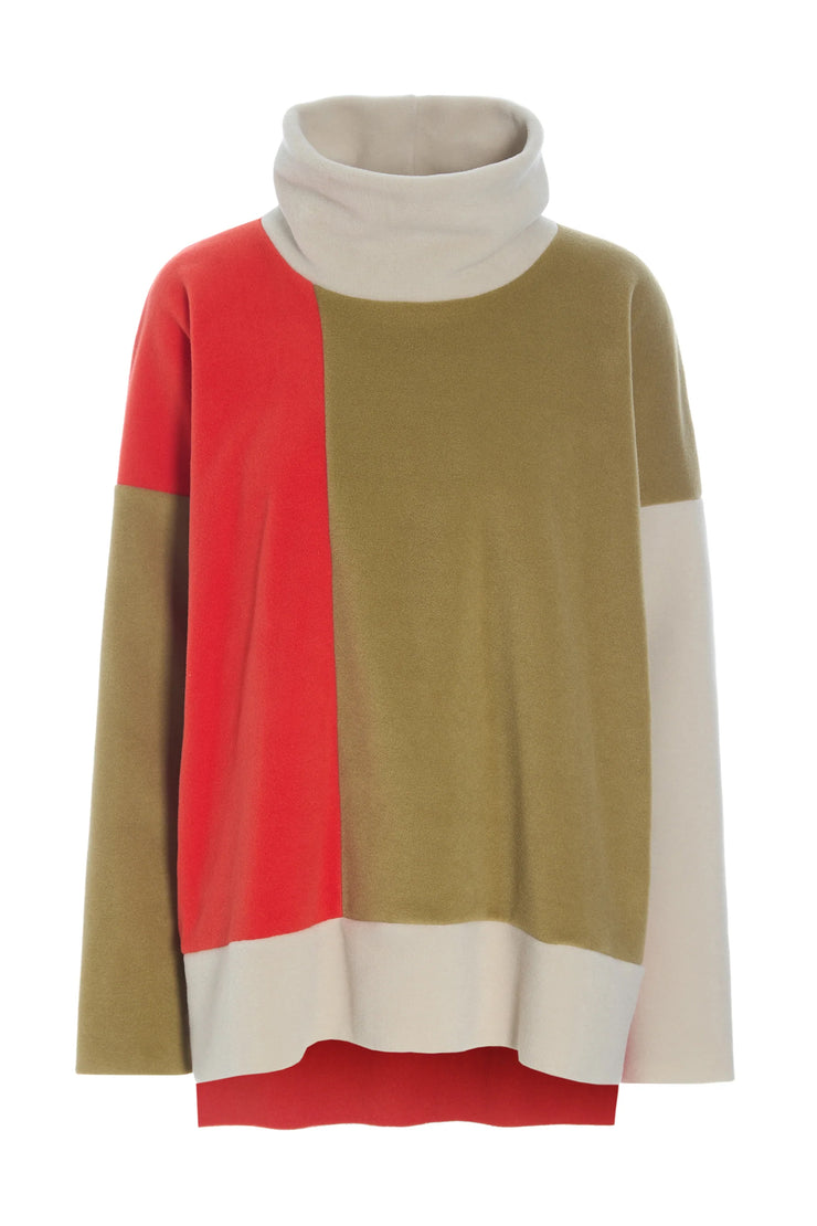 Henriette Steffensen Patch Sweater Olive/Tomato/Kit | 1380