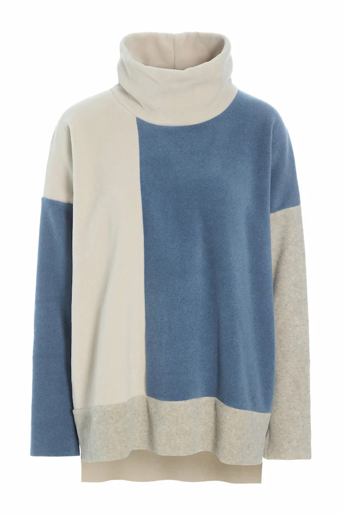 Henriette Steffensen Patch Sweater Dusty Blue/Kit/Sand