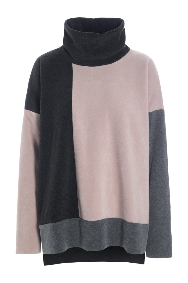 Henriette Steffensen Patch Sweater Dusty Nude/Soft Black/Grey