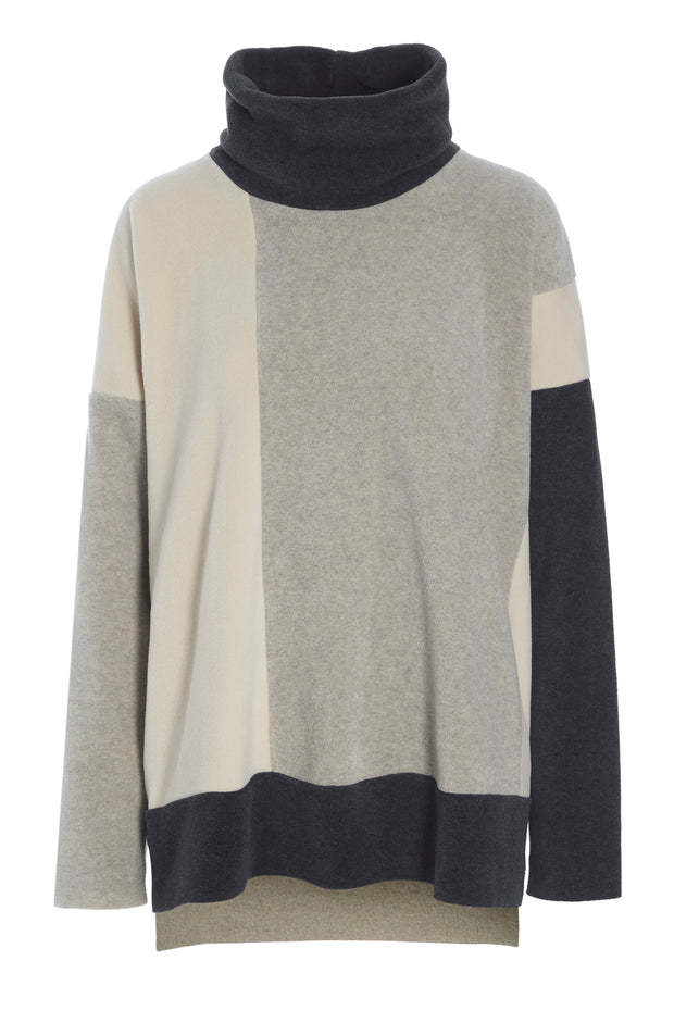 Henriette Steffensen Patch Sweater Soft Black/Sand/Kit