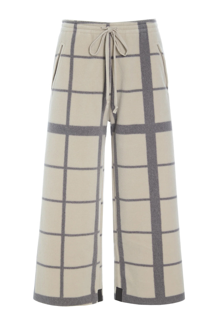 Henriette Steffensen Fleece Flare Cropped Trousers Clan Check Kit| 2115P