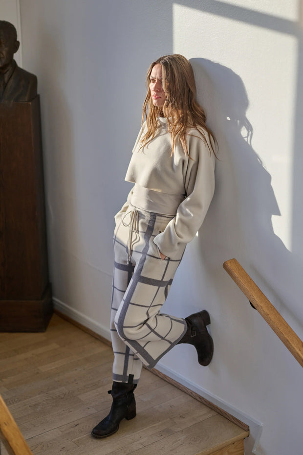 Henriette Steffensen Fleece Flare Cropped Trousers Clan Check Kit| 2115P
