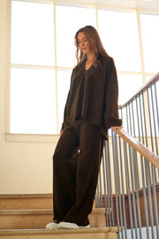 Henriette Steffensen Fleece Flare Trousers Chokolate | 2116