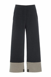 Henriette Steffensen Fleece Flare 2 Color Trousers Soft Black/Elephant | 2119