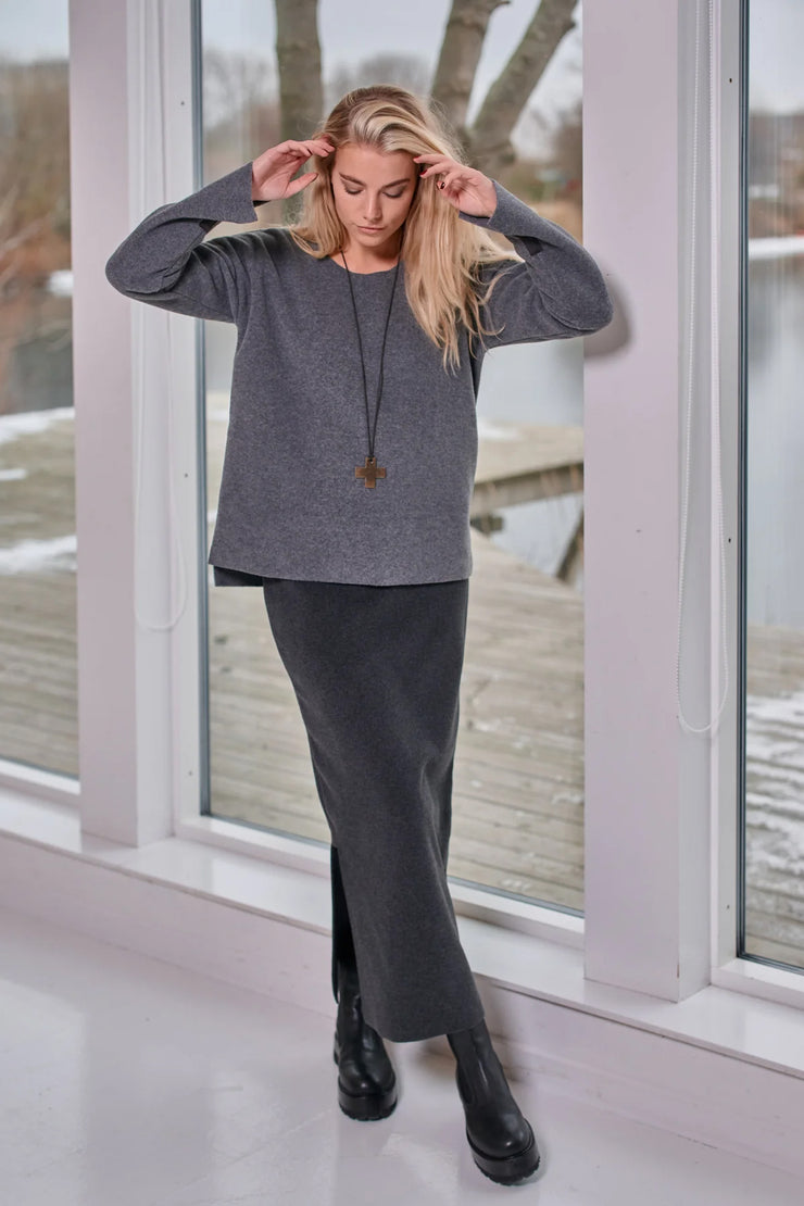 Henriette Steffensen Fleece Long Skirt Soft Black