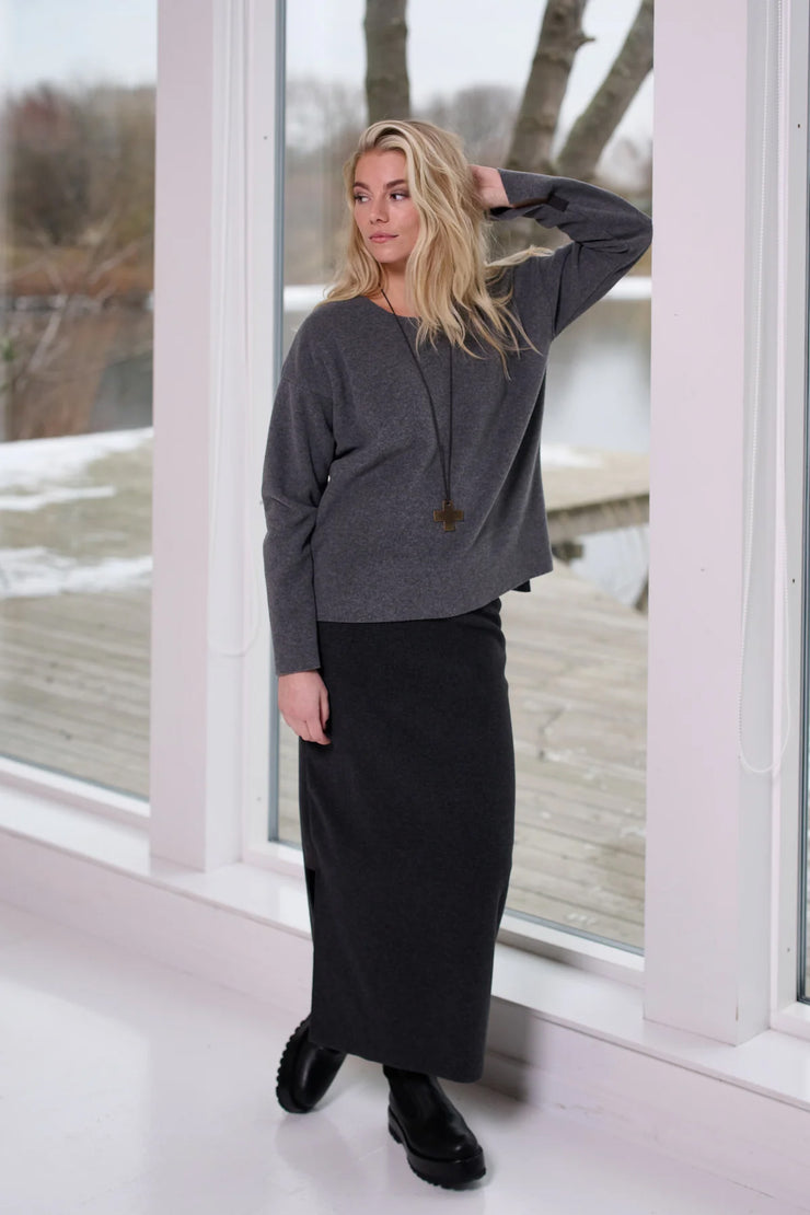 Henriette Steffensen Fleece Long Skirt Soft Black
