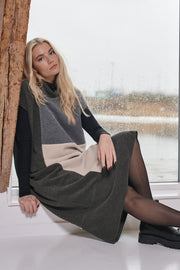Henriette Steffensen Fleece Patchwork Tunic Dress Forest/Grey/Kit