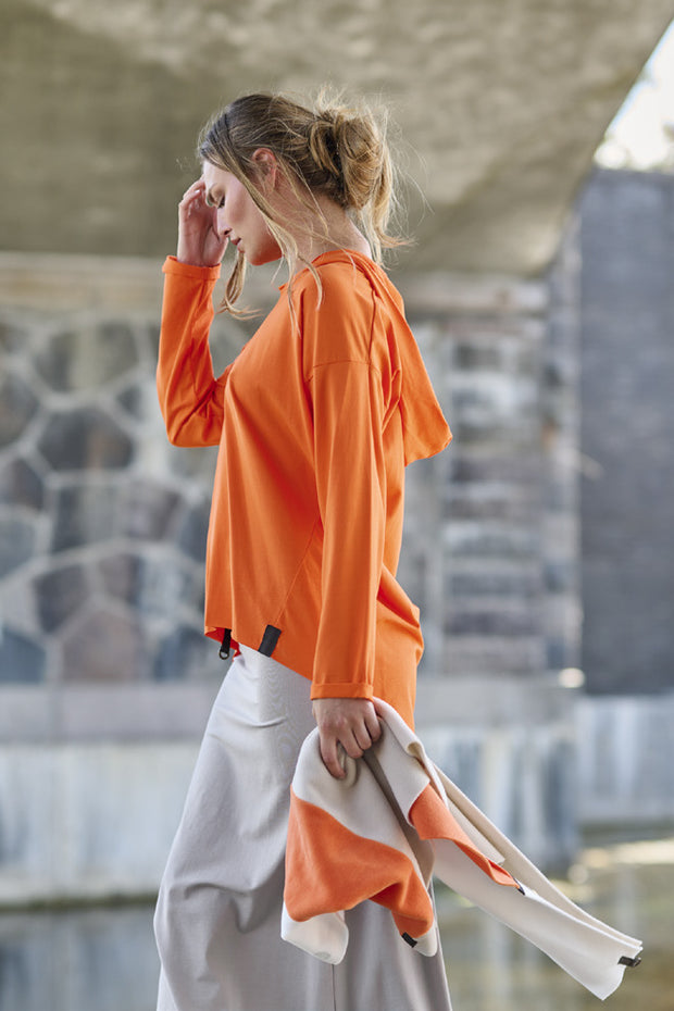 Henriette Steffensen Fleece No Waste Triangle Scarf Orange/Kit/Off-White