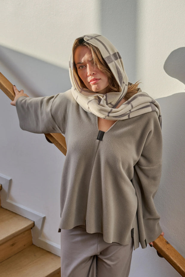 Henriette Steffensen Fleece Scarf w/Hood Clan Check Kit | 4127