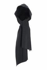 Henriette Steffensen Fleece Scarf w/Hood Soft Black | 4127