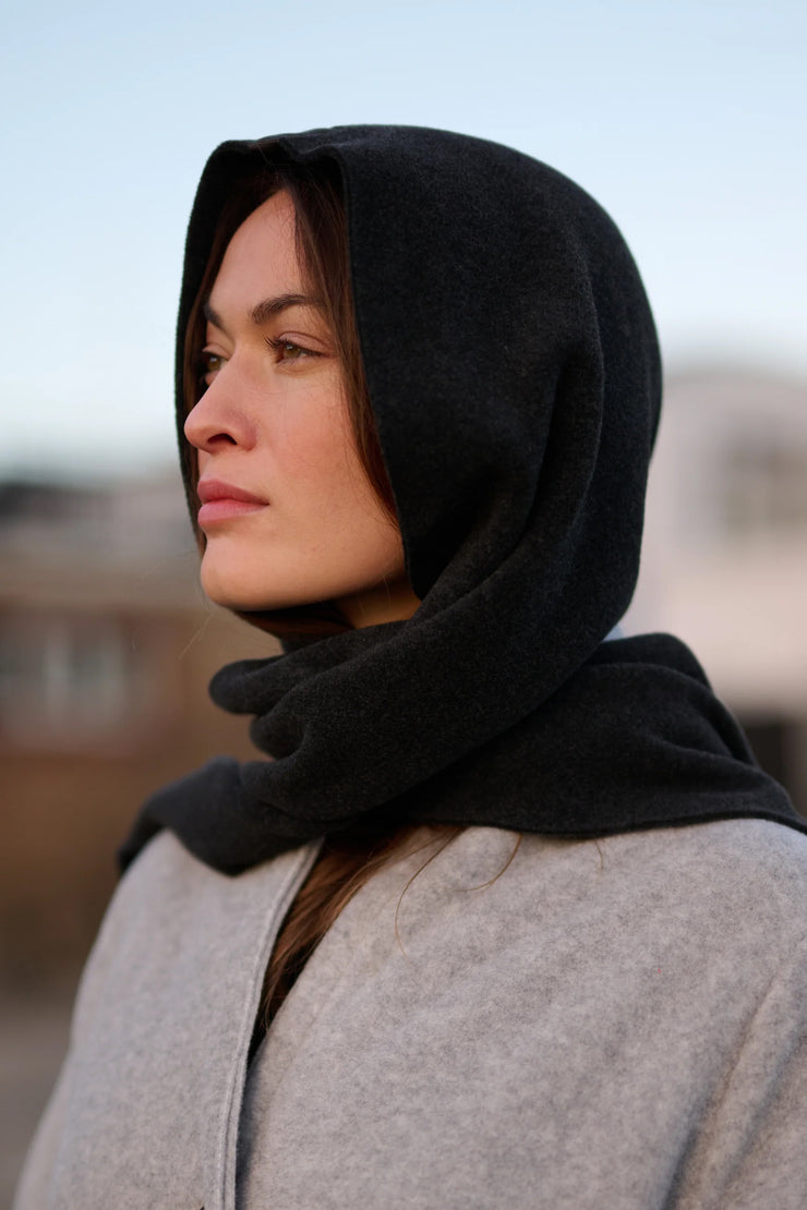 Henriette Steffensen Fleece Scarf w/Hood Soft Black | 4127