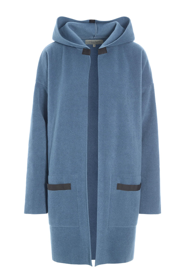 Henriette Steffensen Fleece Hooded Cardigan Dusty Blue