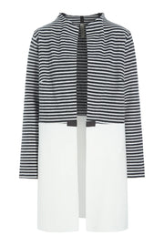 Henriette Steffensen Fleece Bi-Color Cardigan Black/White Stripe/Off-White