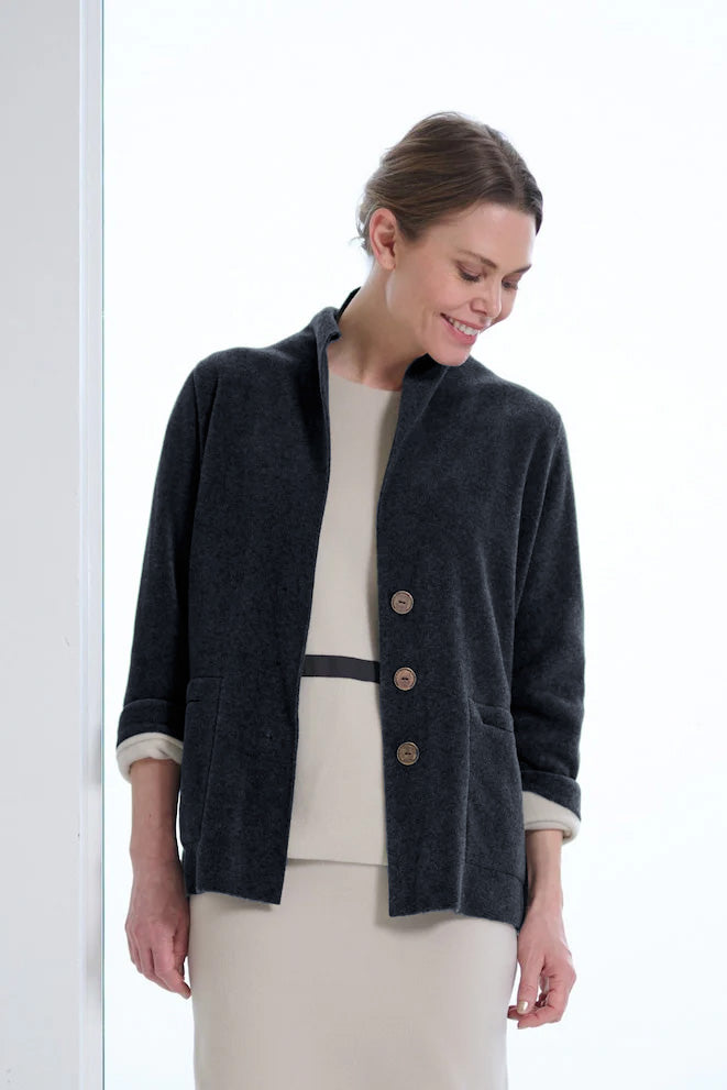 Henriette Steffensen Fleece Blazer Cardigan Soft Black