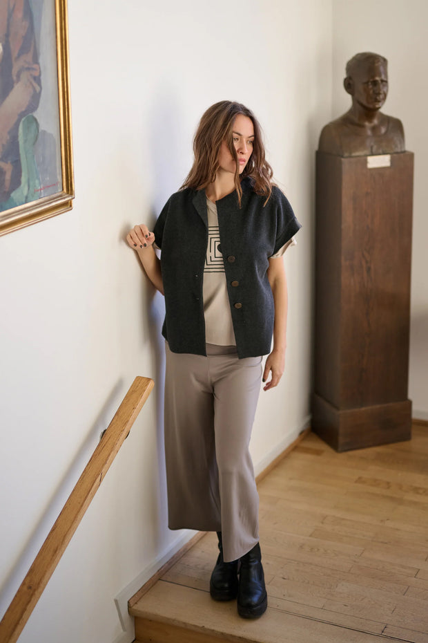 Henriette Steffensen Fleece Button Vest Soft Black | 7170