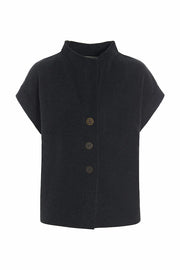 Henriette Steffensen Fleece Button Vest Soft Black | 7170