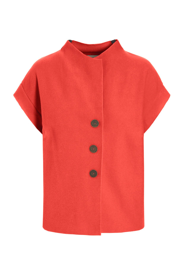 Henriette Steffensen Fleece Button Vest Tomato | 7170
