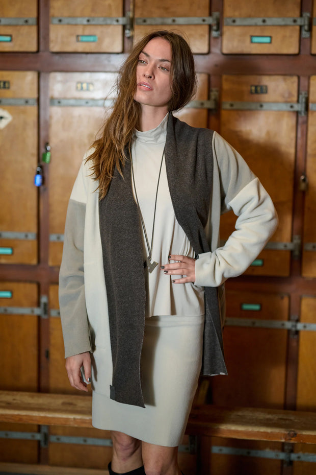 Henriette Steffensen Patchwork Fleece Cardigan Chokolate/Elephant/Kit | 7172