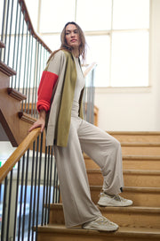 Henriette Steffensen Patchwork Fleece Cardigan Olive/Tomato/Kit | 7172