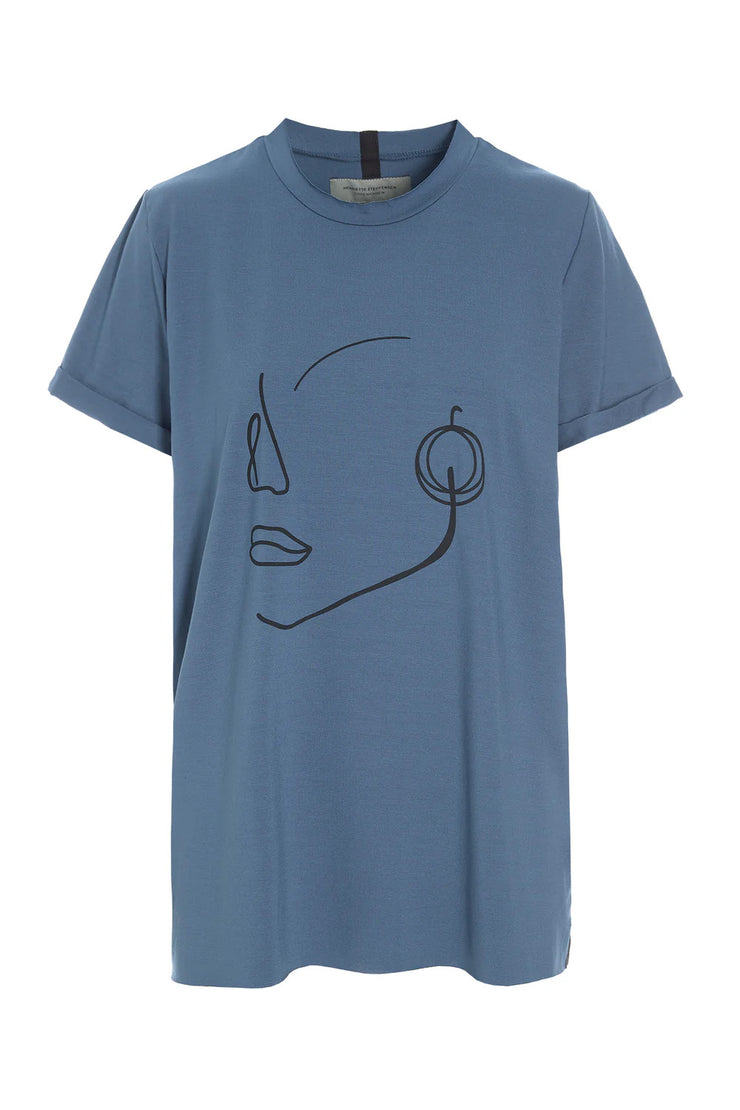 Henriette Steffensen Jersey Face It Tee Dusty Blue